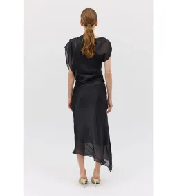 Bianca Spender Liquid Organza Decode Midi Dress Black Size AU 8 for rent on The Volte - image 5