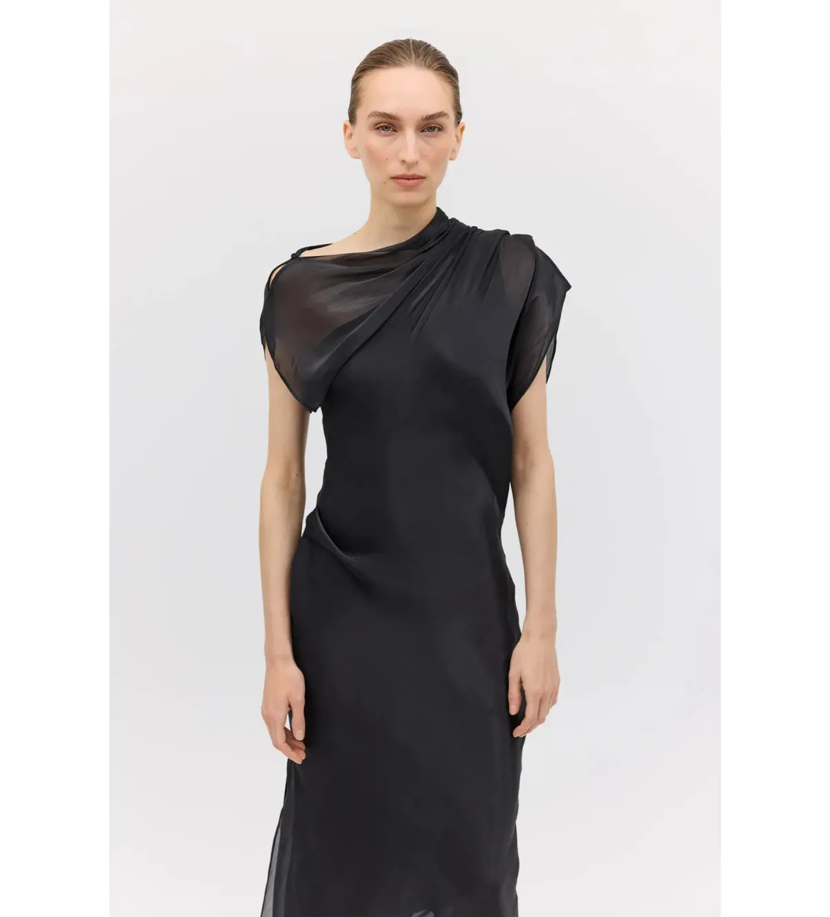 Bianca Spender Liquid Organza Decode Midi Dress Black Size AU 8 - Image 6