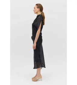 Bianca Spender Liquid Organza Decode Midi Dress Black Size AU 8 for rent on The Volte - image 3