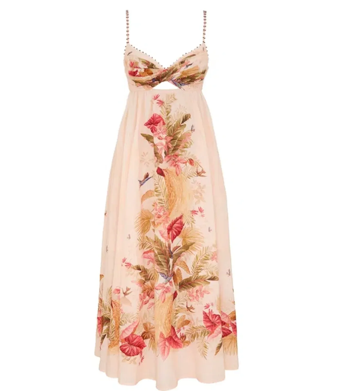 Zimmerman The Ascension Twist Front Dress in Cream Palm Floral Size 2/Au 12 - Image 1