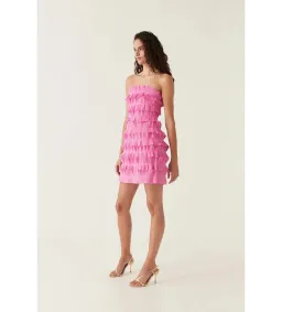 Aje Palladium Ruffled Mini Dress Muted Fuchsia Size S AU 8 for rent on The Volte - image 2
