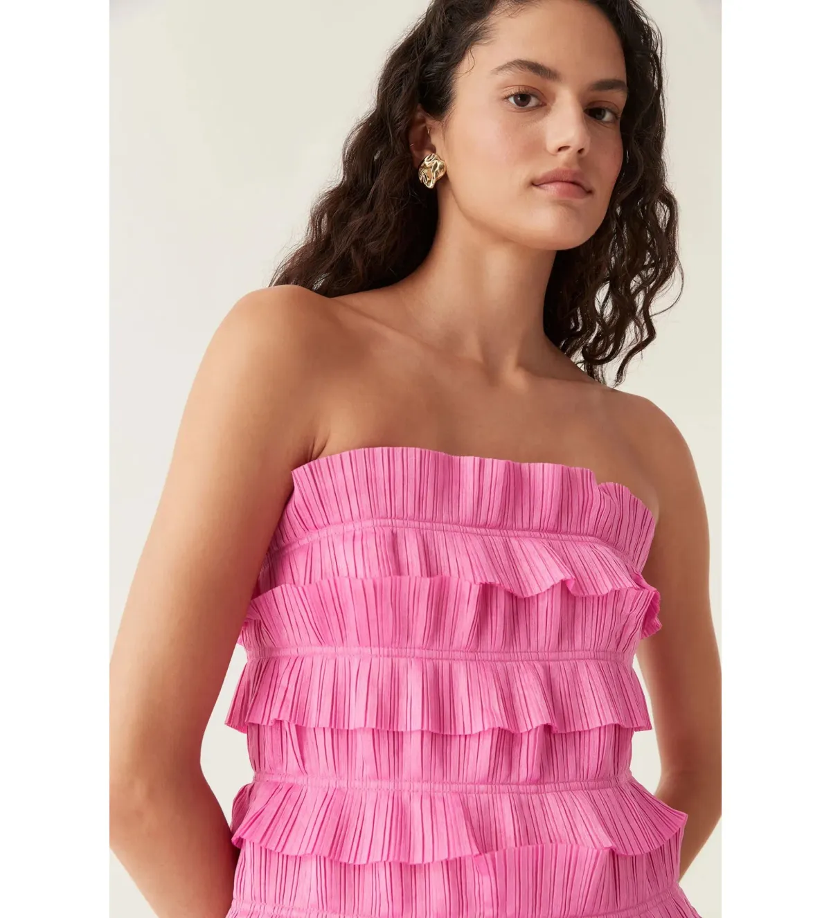 Aje Palladium Ruffled Mini Dress Muted Fuchsia Size S AU 8 - Image 3