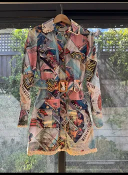 Zimmermann The Postcard Shirt Mini Dress in Small Poster Print Size 0 AU 8 for rent on The Volte - image 2