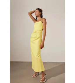 Shona Joy Lani Draped Cross Back Midi Dress Lemon Size AU 8 for rent on The Volte - image 2