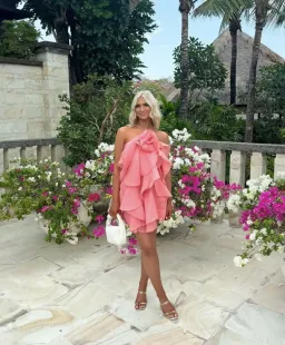 Aje Pandorea Layered Mini Dress Washed Coral Size 14 for rent on The Volte - image 5