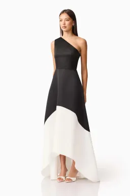 Elliat - Sorrel One Shoulder Gown in Black & White - Size 12 for rent on The Volte - image 6