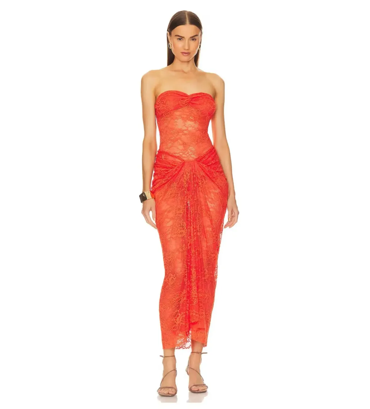 Natalie Rolt Naomi Midi Dress in Tangerine Size 2 AU 6 - Image 1