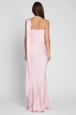 LEAU Celine Corset Drape Satin Maxi Gown Pink Size 10 for rent on The Volte - image 4