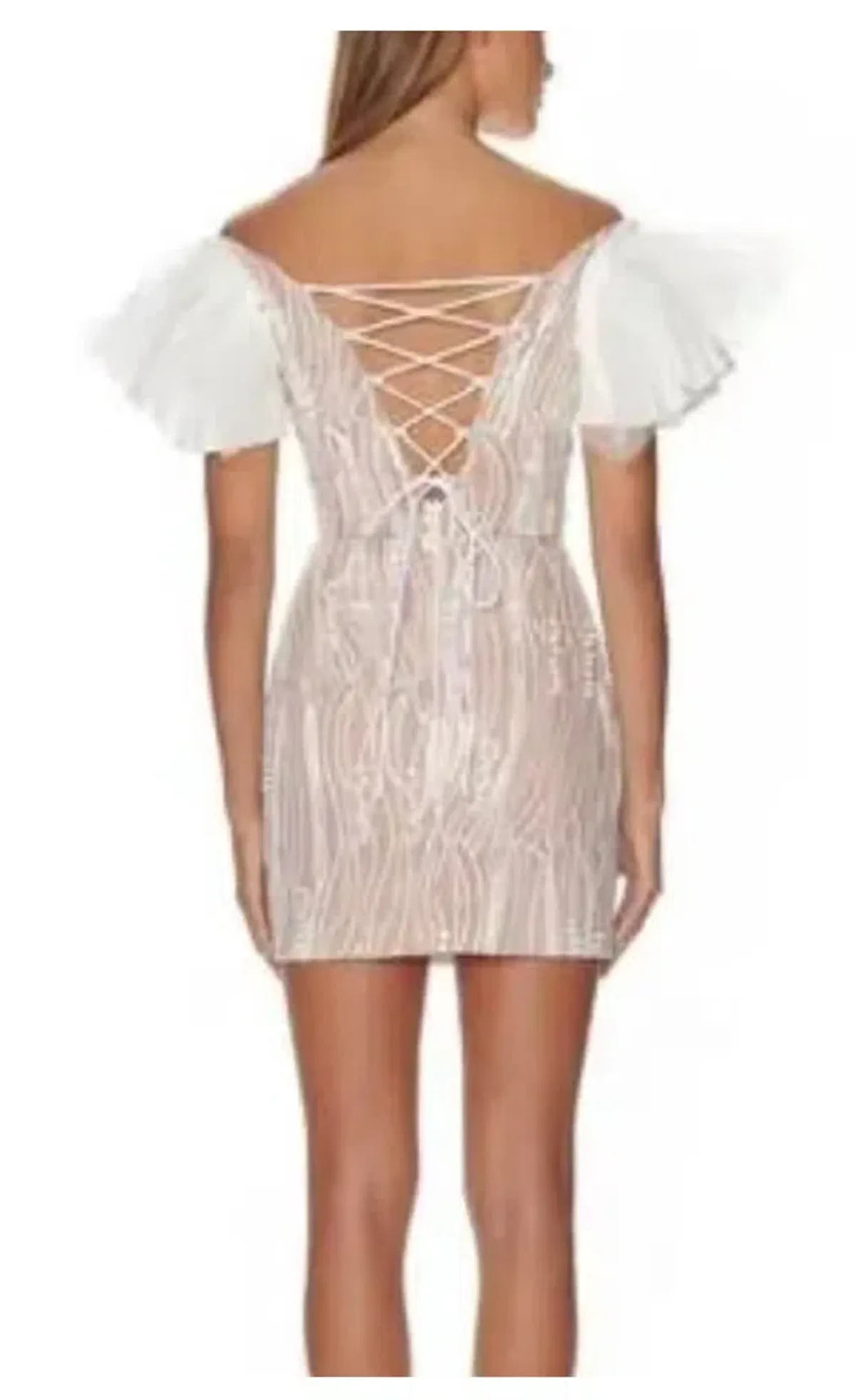 Eliya The Label Trinity Mini Dress Nude/White Size M / Au 10 - Image 3