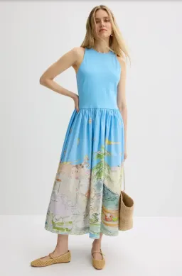 Alemais Anouk Tank Midi Dress Blue Print Size 14 for rent on The Volte - image 4