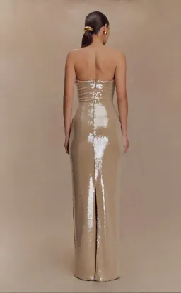 Winston Strapless Sequin Maxi Dress - Taupe for rent on The Volte - image 2
