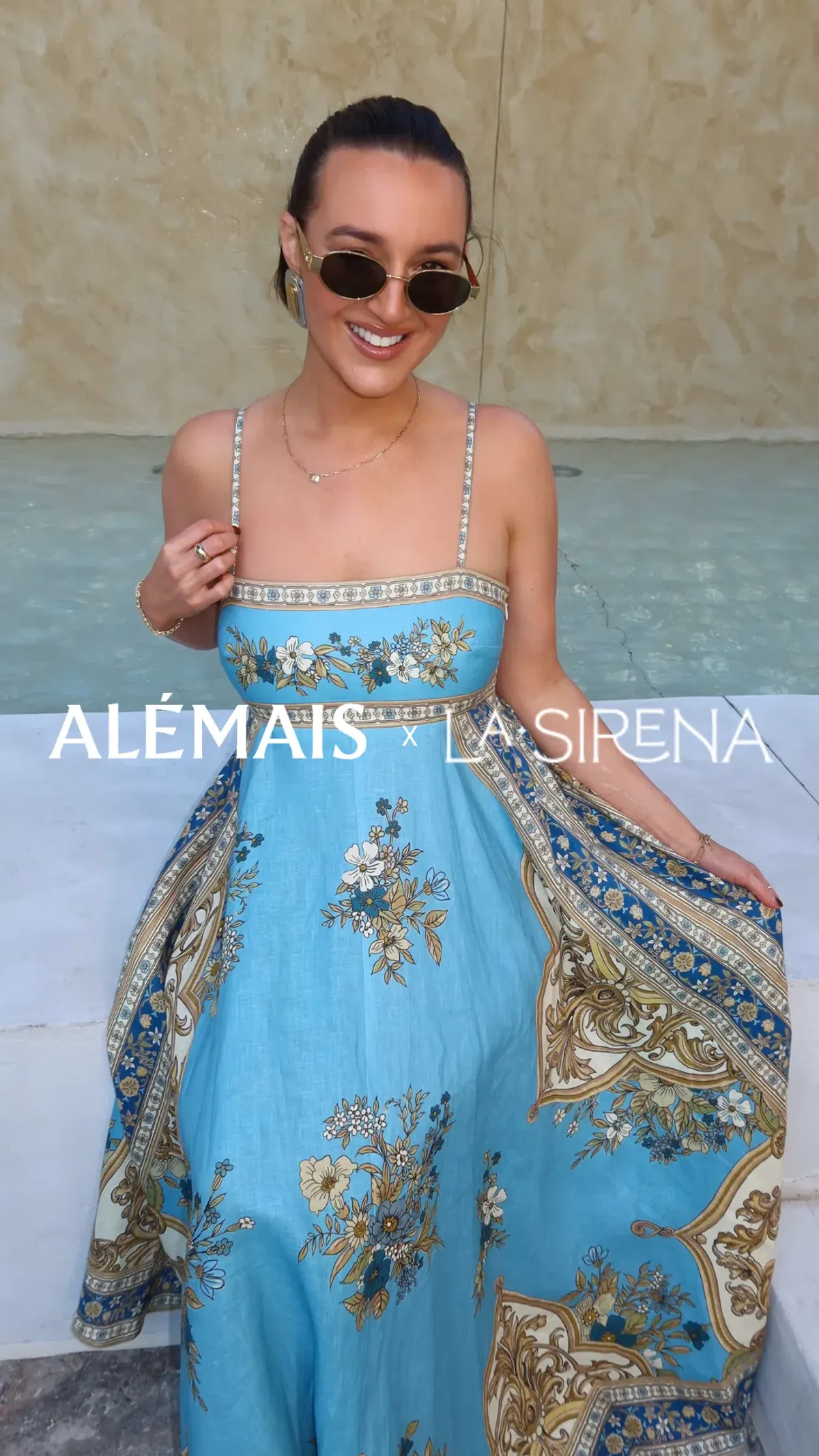 Alemais Cassie Sundress Blue Print Size AU 14 - Image 3