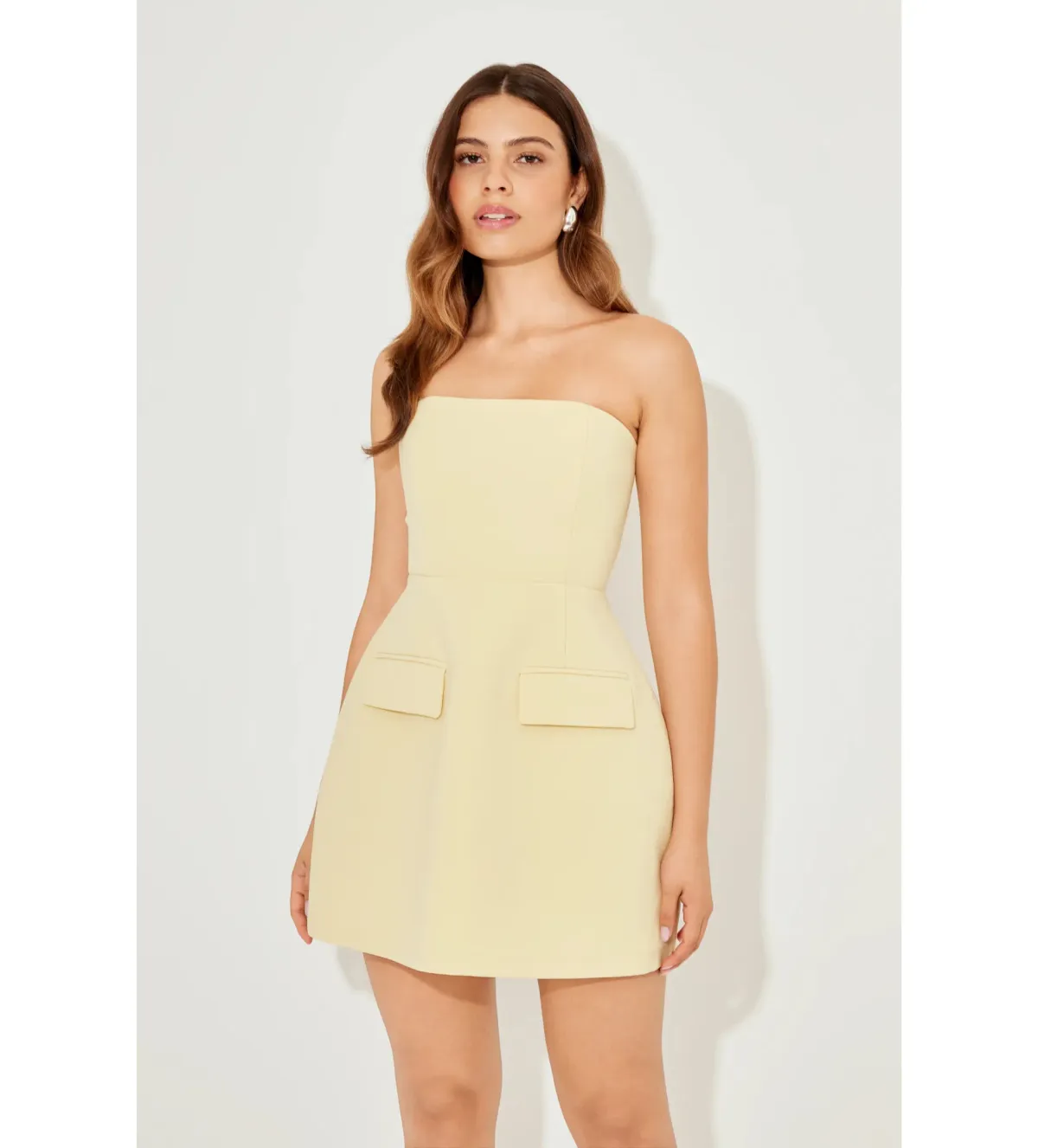 Odd Muse Strapless Mini Dress In Yellow Size AU 12 - Image 3
