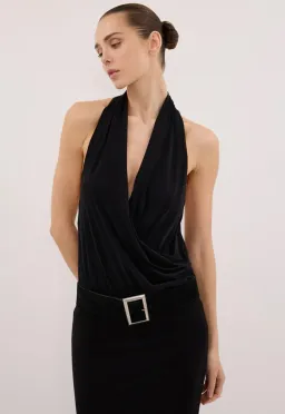 Dissh Felicity Black Sleeveless Halter  Midi Dress  Size M/ AU 10 for rent on The Volte - image 3