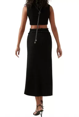 AJE Arp Cut Out Knit Midi Dress Black with Crystal Rope Detail Size M / AU 10 for rent on The Volte - image 3