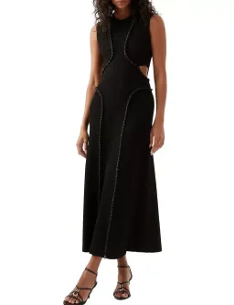 AJE Arp Cut Out Knit Midi Dress Black with Crystal Rope Detail Size M / AU 10 for rent on The Volte - image 1