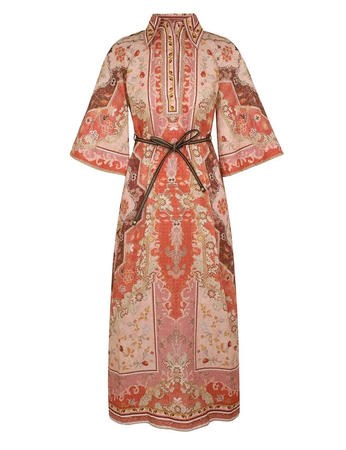 Zimmermann Wylie Tunic Midi Dress in Rust Multi Size 2 / AU 12 - Image 3