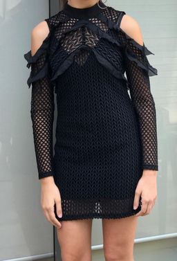 Self Portrait, mini black long-sleeve dress size 8 for rent on The Volte - image 2