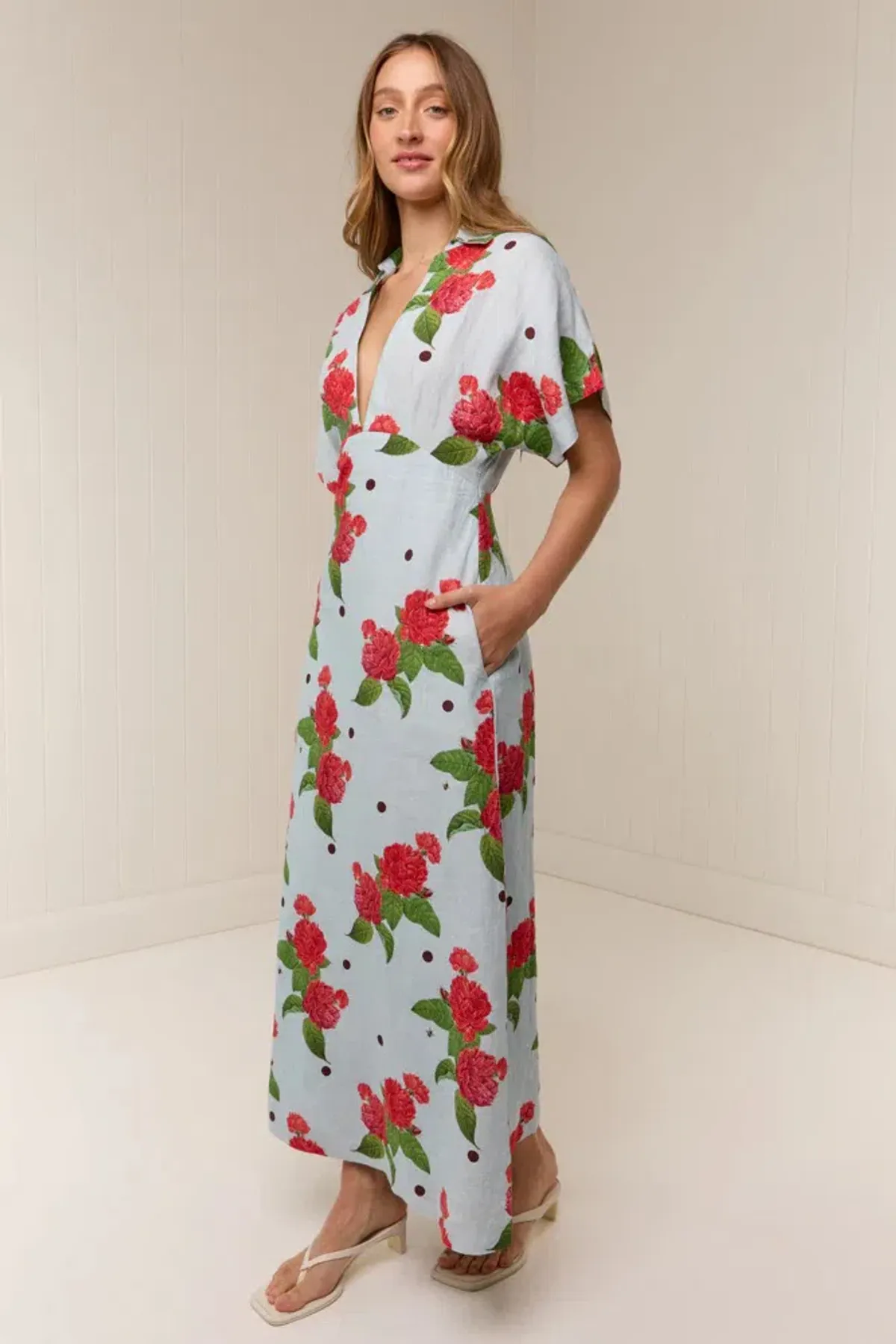 Palm Noosa Jasmine Midi Dress Sky Garden Size 14 - Image 4