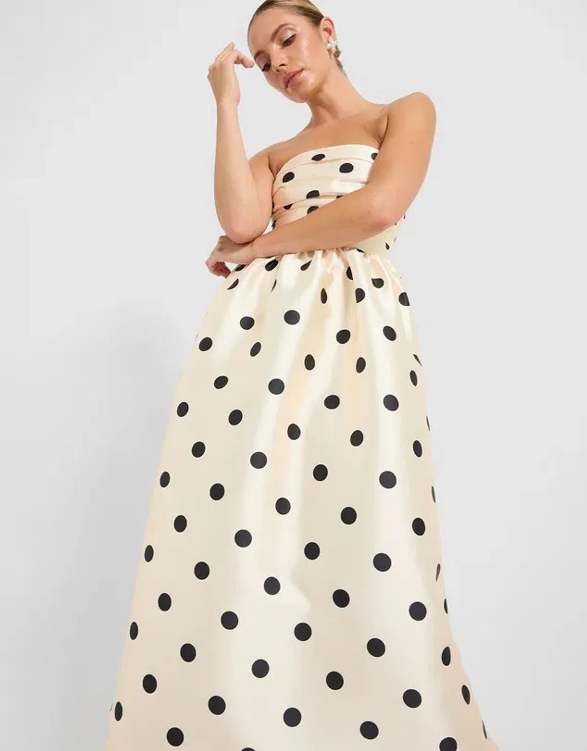 Pasduchas Dottie Strapless Midi Dress Cream and Dot Polka Size 8 - Image 4