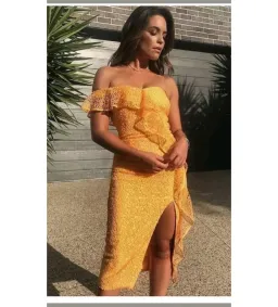 Rebecca Vallance Baha Midi Dress Saffron Yellow In AU 14 for rent on The Volte - image 2