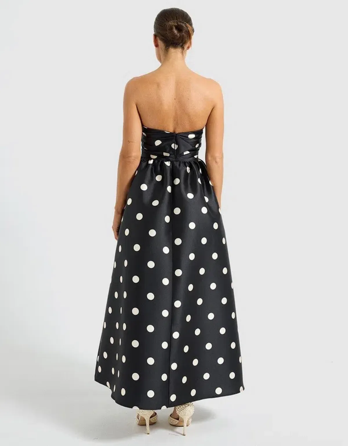 Pasduchas Dottie Strapless Midi Dress Black/Cream Size 10 - Image 5