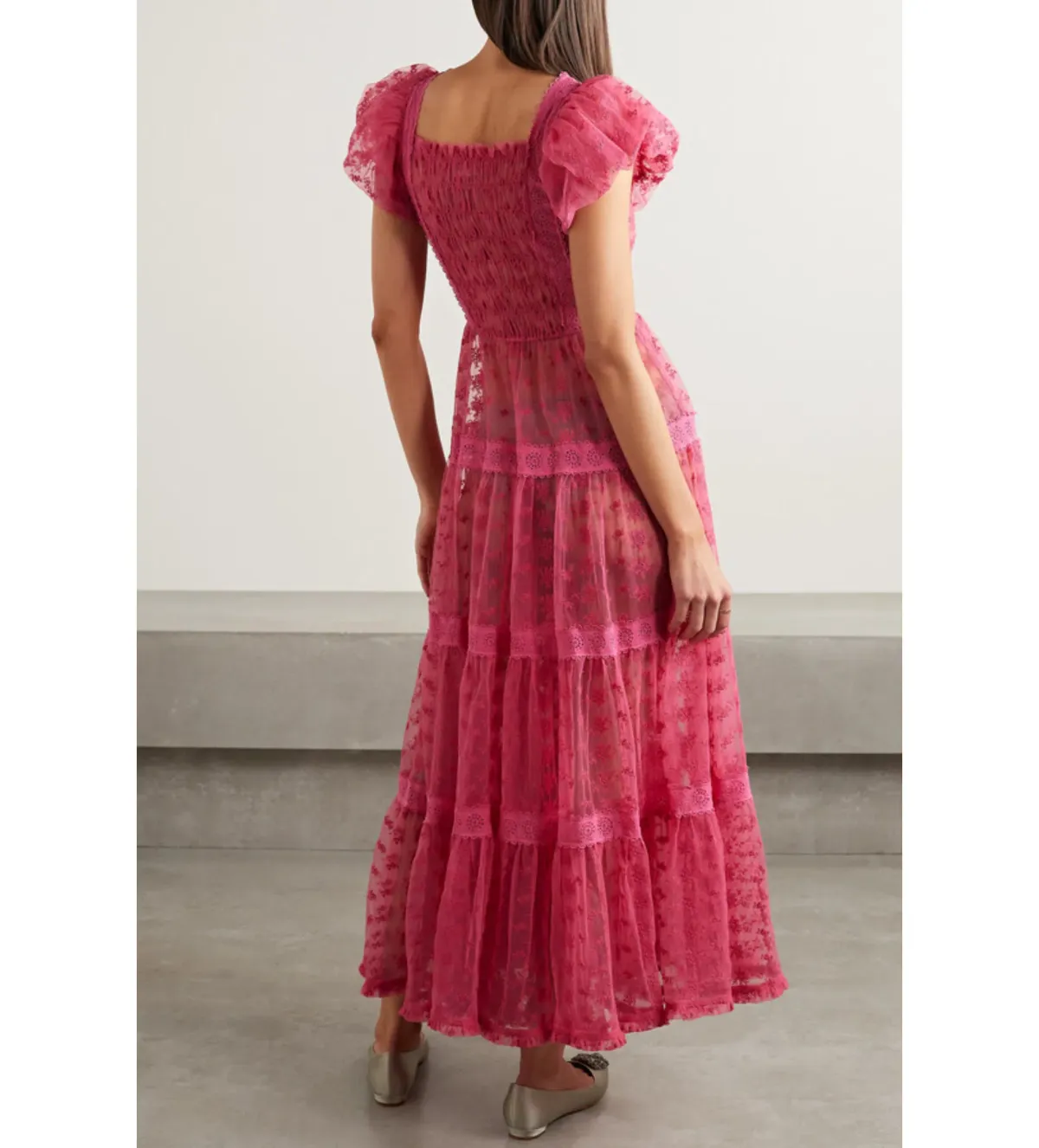 Nadette Lace-trimmed Embroidered Tulle Maxi Dress Pink Size M/AU 10 - Image 2