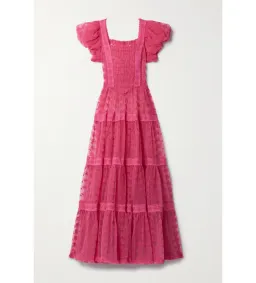 Nadette Lace-trimmed Embroidered Tulle Maxi Dress Pink Size M/AU 10 for rent on The Volte - image 5