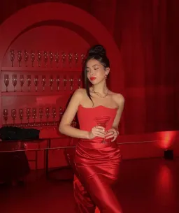 House Of CB Persephone Strapless Corset Maxi Dress Scarlet Red Size M/AU 10 for rent on The Volte - image 2