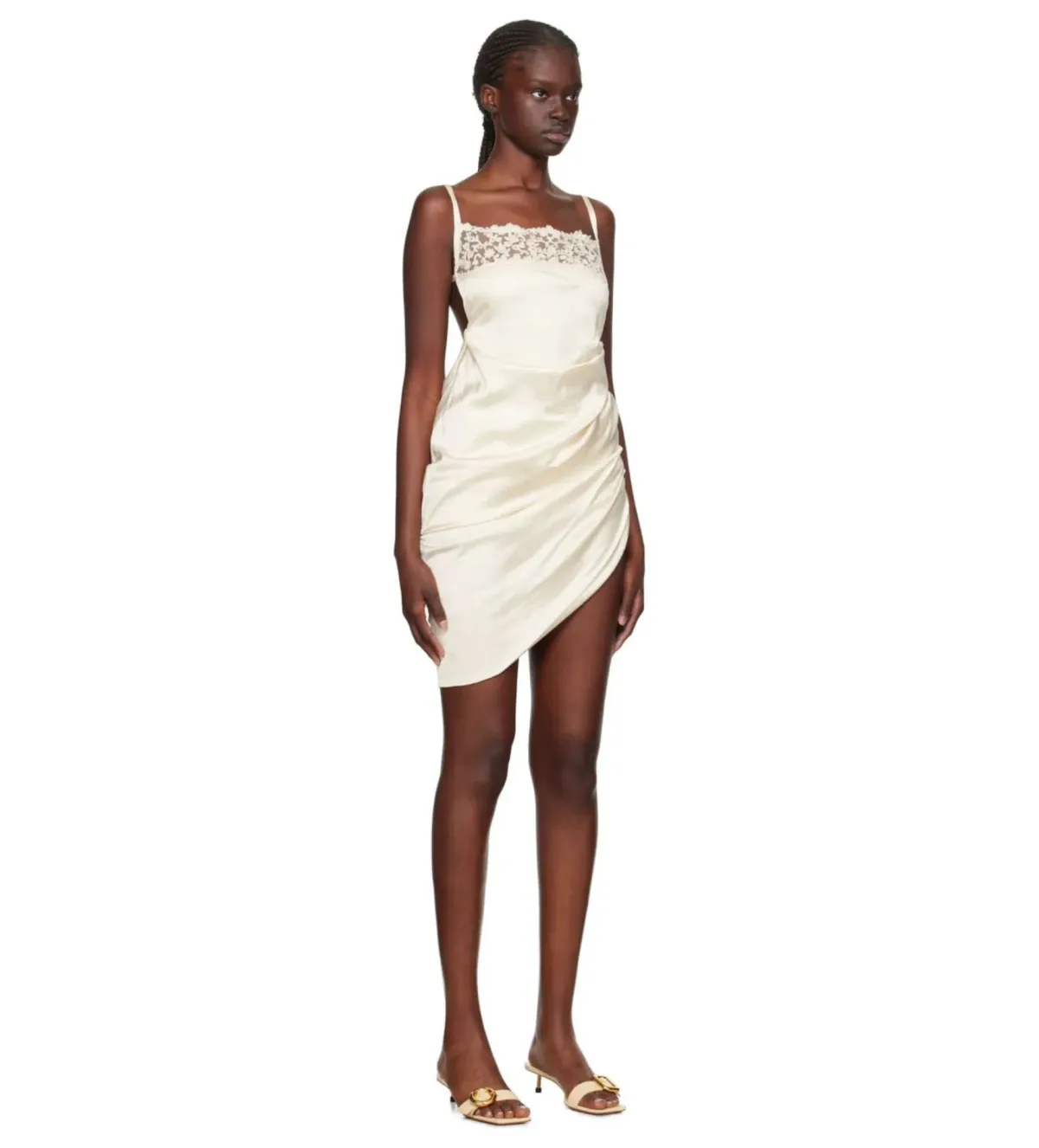 Jacquemus La Saudade Brodée Mini Dress in Off White Size 36/AU 8 - Image 2