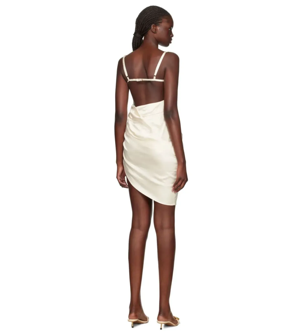 Jacquemus La Saudade Brodée Mini Dress in Off White Size 36/AU 8 - Image 3