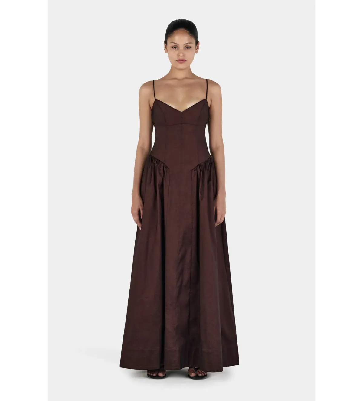 Hansen & Gretel Bellini Taffeta Maxi Gown Chocolate Size AU 8 - Image 1