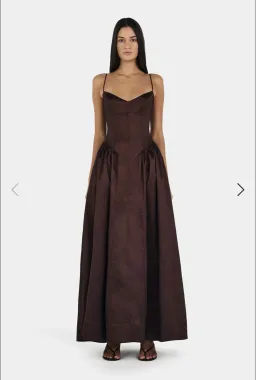 Hansen & Gretel Bellini Taffeta Gown Chocolate Size AU 8 for rent on The Volte - image 1
