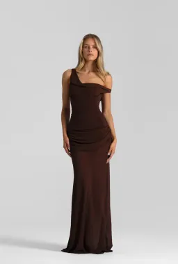 Natalie Rolt Cadence Maxi Gown Brown Size 10  for rent on The Volte - image 1