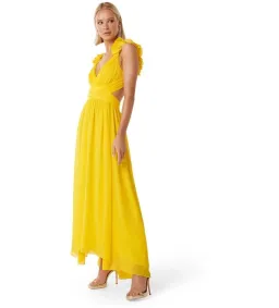 Forever New Selena Ruffle Shoulder Maxi Dress in Yellow Size AU10 for rent on The Volte - image 3