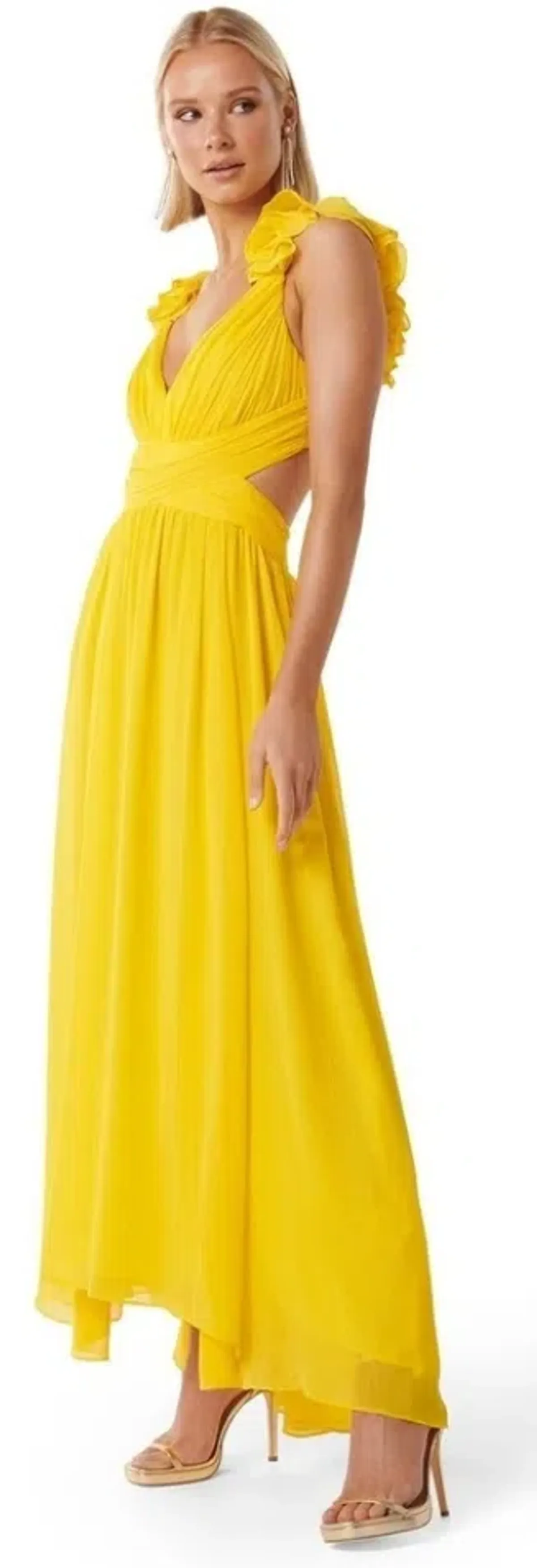 Forever New Selena Ruffle Shoulder Maxi in Yellow Size 10 - Image 3