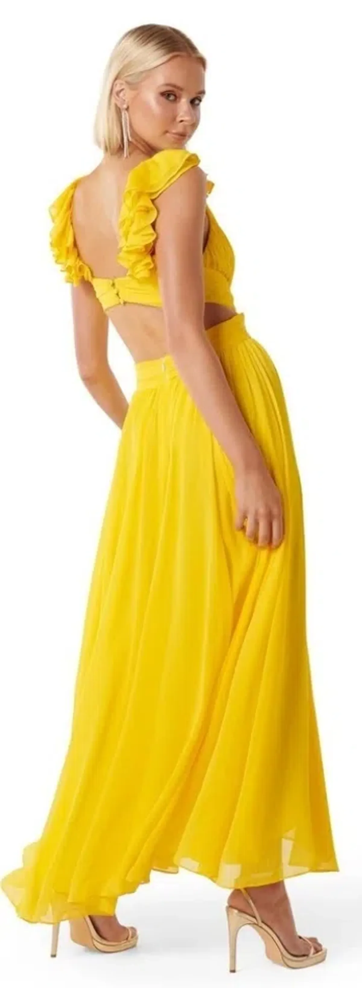 Forever New Selena Ruffle Shoulder Maxi in Yellow Size 10 - Image 2