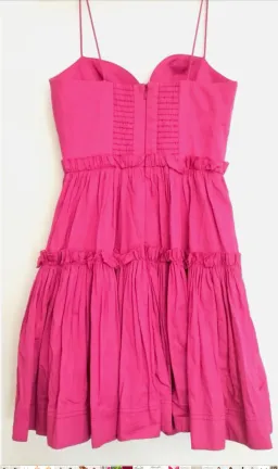 AJE Maya Tiered Mini Dress Fuchsia with side pockets AU 6 US 2 for rent on The Volte - image 6