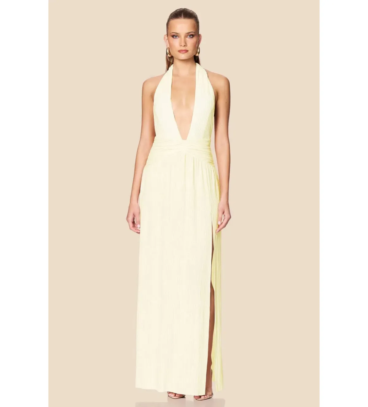 Nookie Desiree Halter Maxi Gown Yellow Size 8 - Image 1
