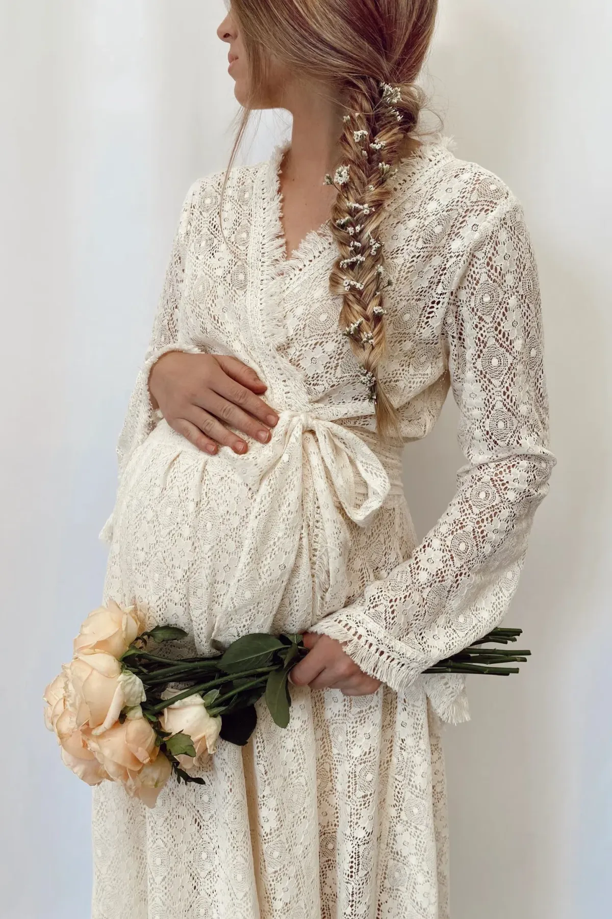 Coven & Co Boho Maternity Pirate Queen Gown Cream Size M / AU 12 - Image 8
