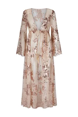 Coven & Co Maternity Melody Sequin Duster Gown Rose Gold Size 12 for rent on The Volte - image 7