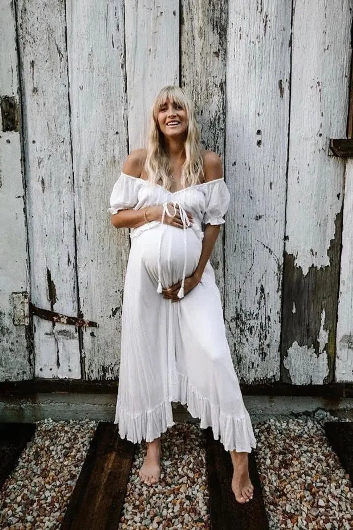 Coven & Co Boho Maternity True Romance Gown White Size M / AU 12 - Image 4