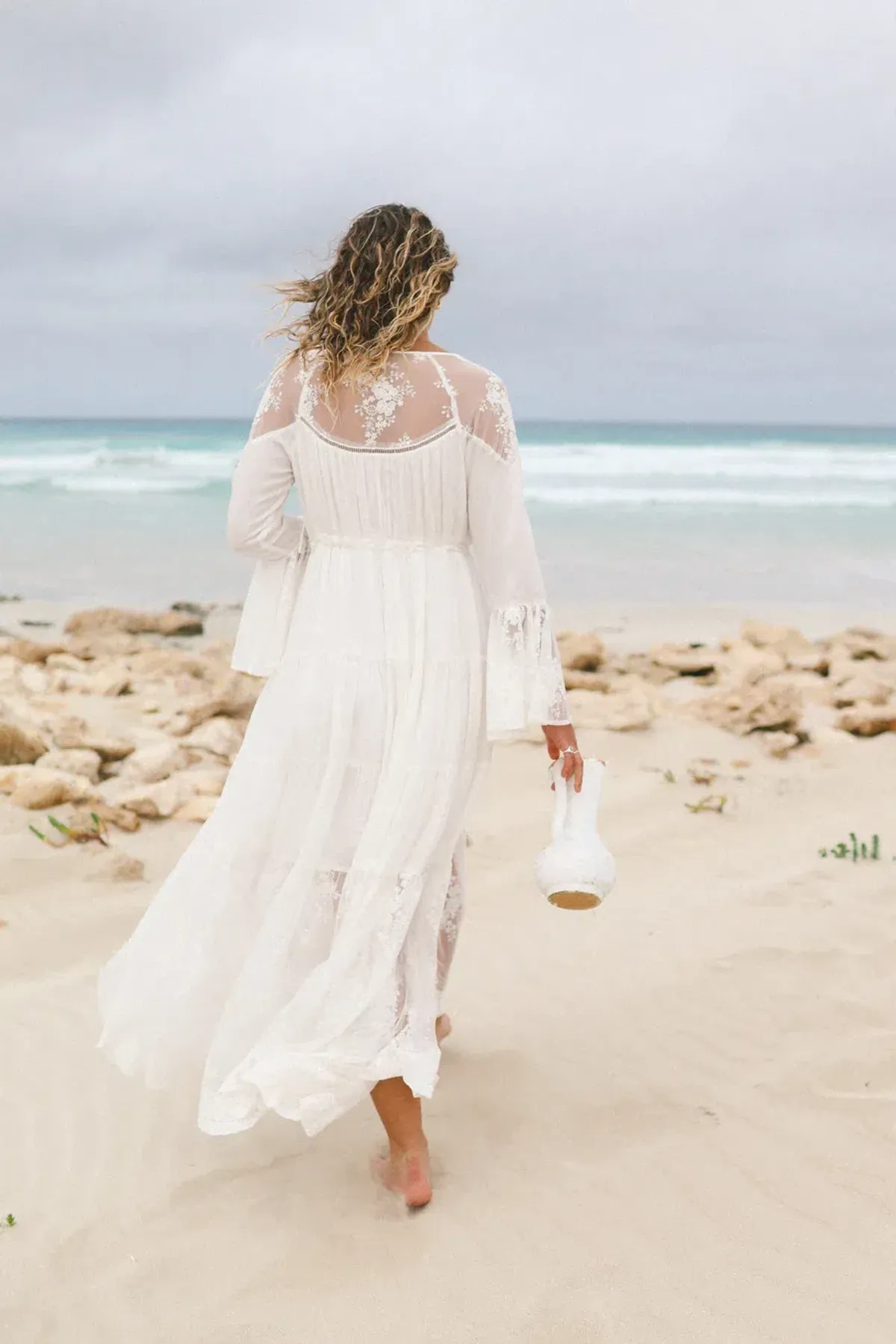 Coven & Co Boho Maternity Full Moon Lace Gown White Size M / AU 12 - Image 7