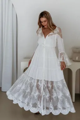 Coven & Co Boho Maternity Full Moon Lace Gown White Size M / AU 12 for rent on The Volte - image 2