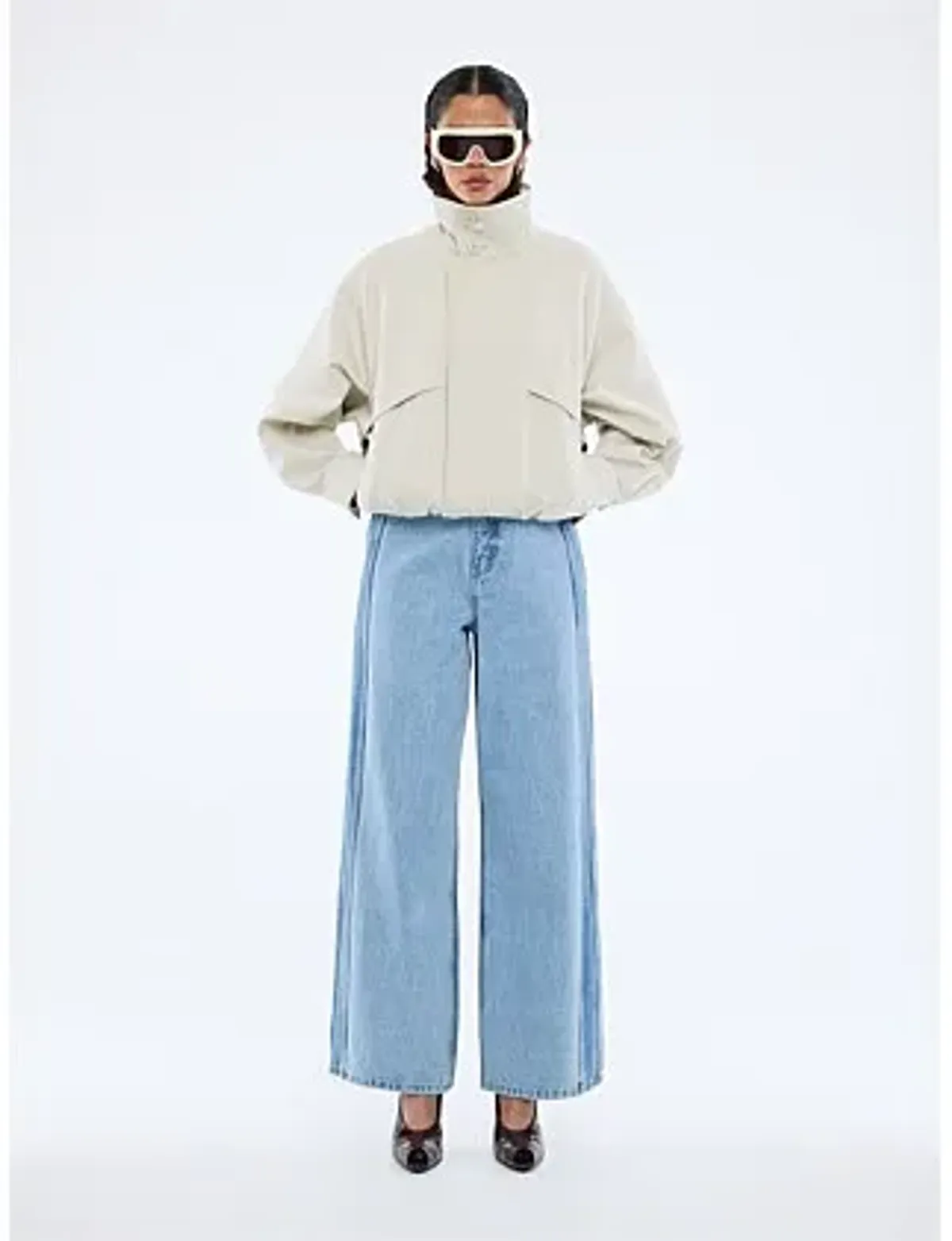 Ena Pelly Zad Bomber Jacket Cream Size 10 - Image 4