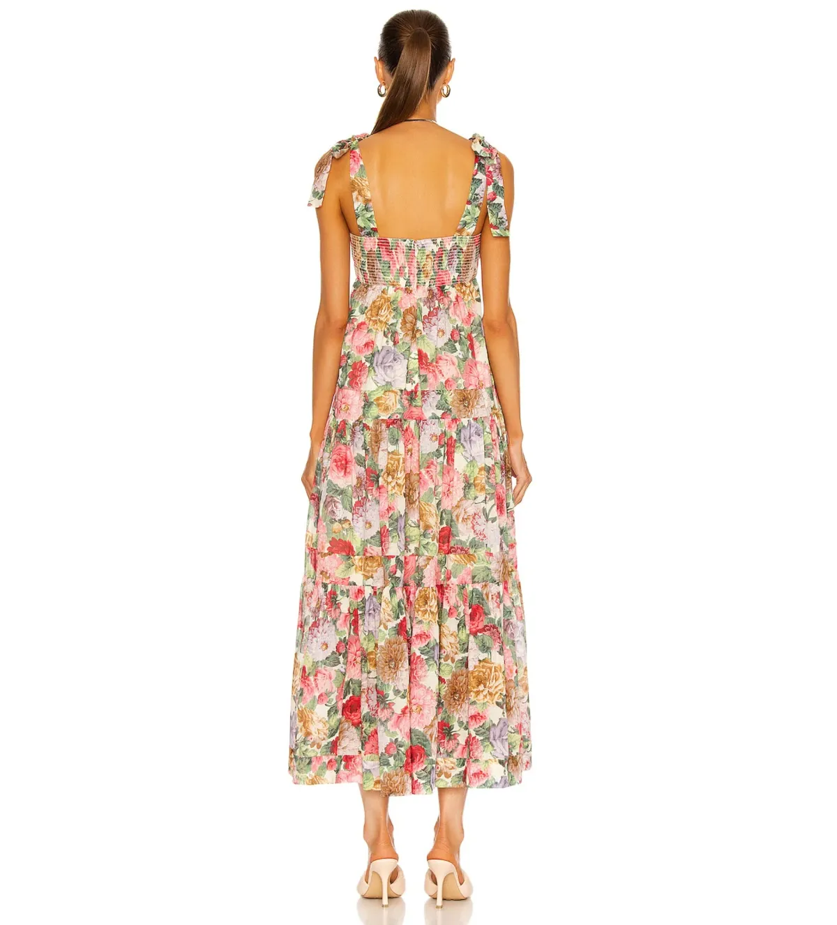 Zimmermann Mae Tie Shoulder Midi Dress in Rose Floral Size AU8 - Image 3