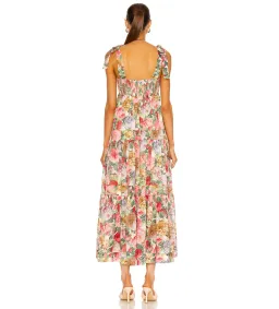 Zimmermann Mae Tie Shoulder Midi Dress in Rose Floral Size AU8 for rent on The Volte - image 3