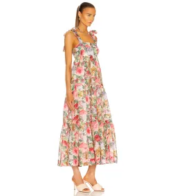 Zimmermann Mae Tie Shoulder Midi Dress in Rose Floral Size AU8 for rent on The Volte - image 2