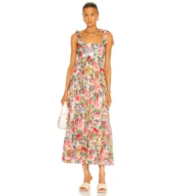 Zimmermann Mae Tie Shoulder Midi Dress in Rose Floral Size AU8 for rent on The Volte - image 1