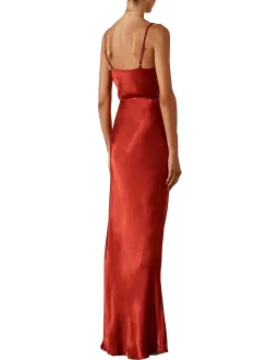 SHONA JOY La Lune Bias Cowl Maxi With Split - Red for rent on The Volte - image 3